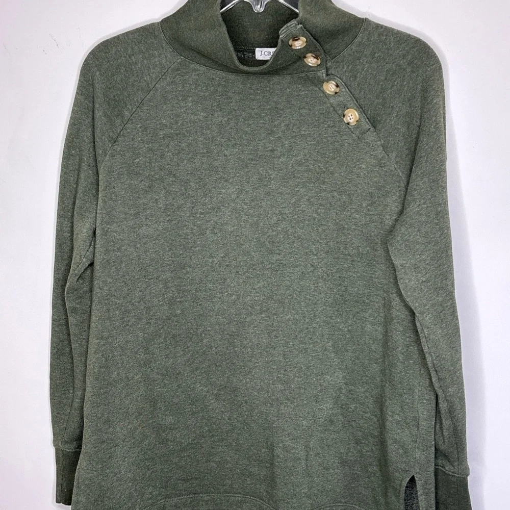 BN1 J. Crew Fleece Sweater Sage Green Oversized Pullover Cotton‎ Blend XS